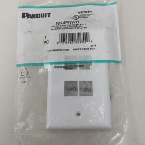 New Panduit Netkey NK4FNWH 4 Position White Plastic Faceplate